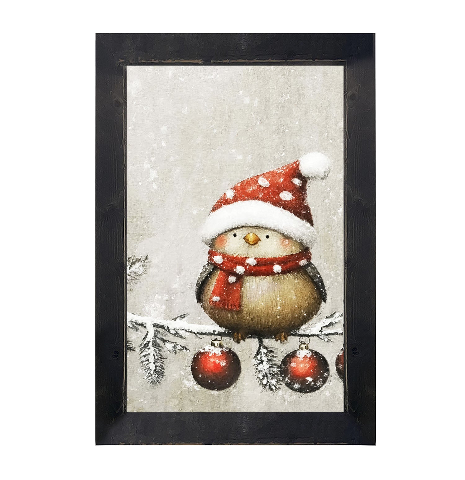 Christmas bird with Ornaments - Framed Art