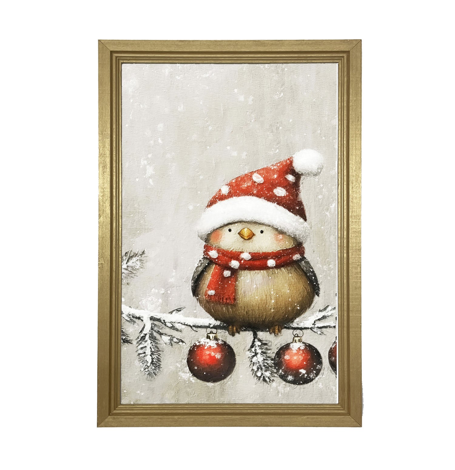 Christmas bird with Ornaments - Framed Art