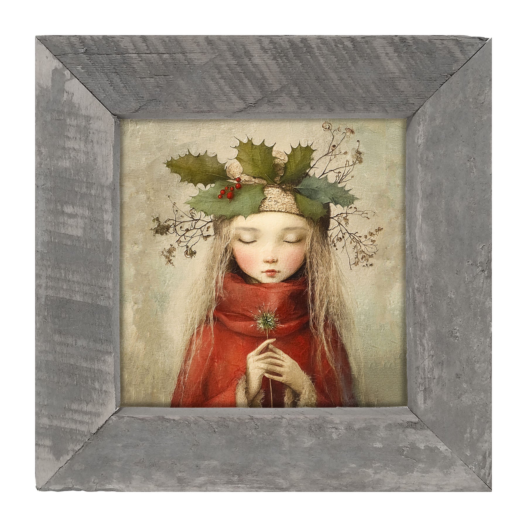 Rustic Christmas girl - Framed Art