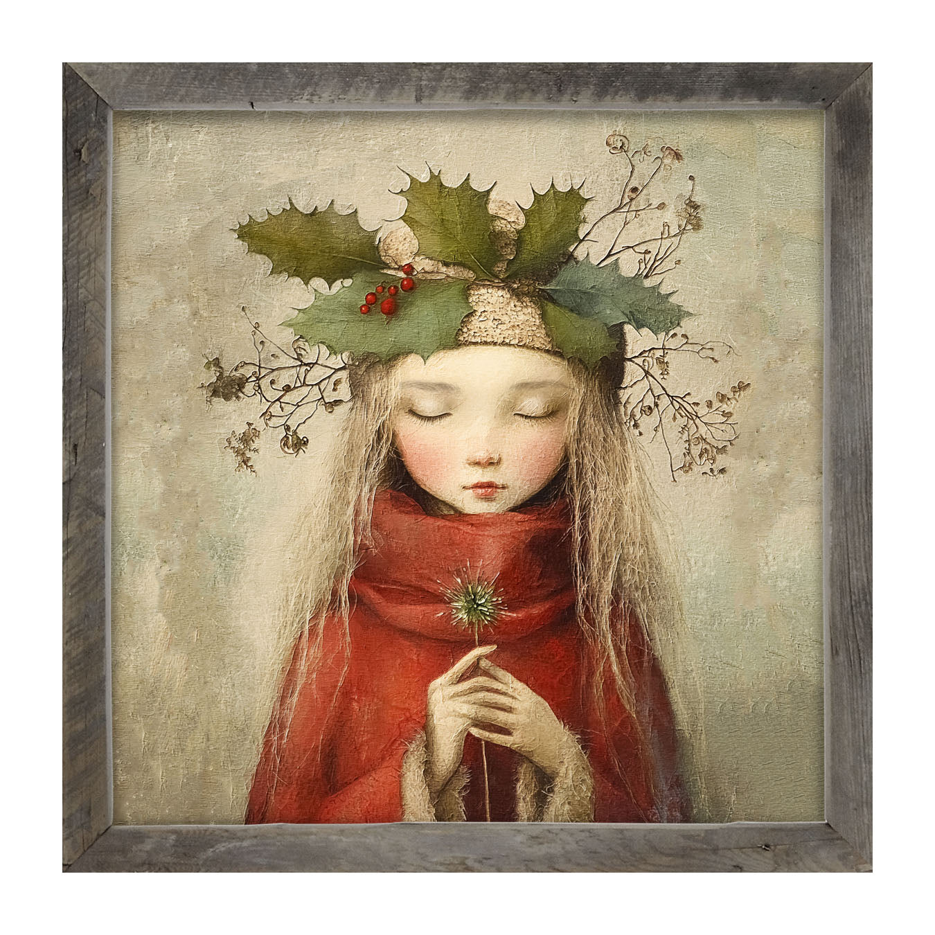 Rustic Christmas girl - Framed Art