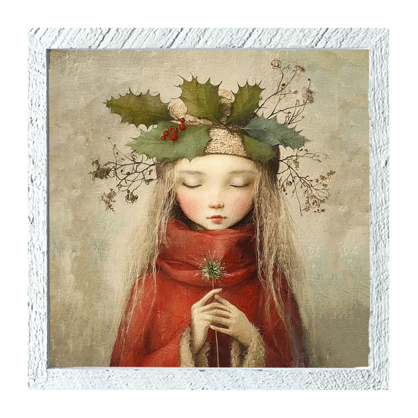 Rustic Christmas girl - Framed Art