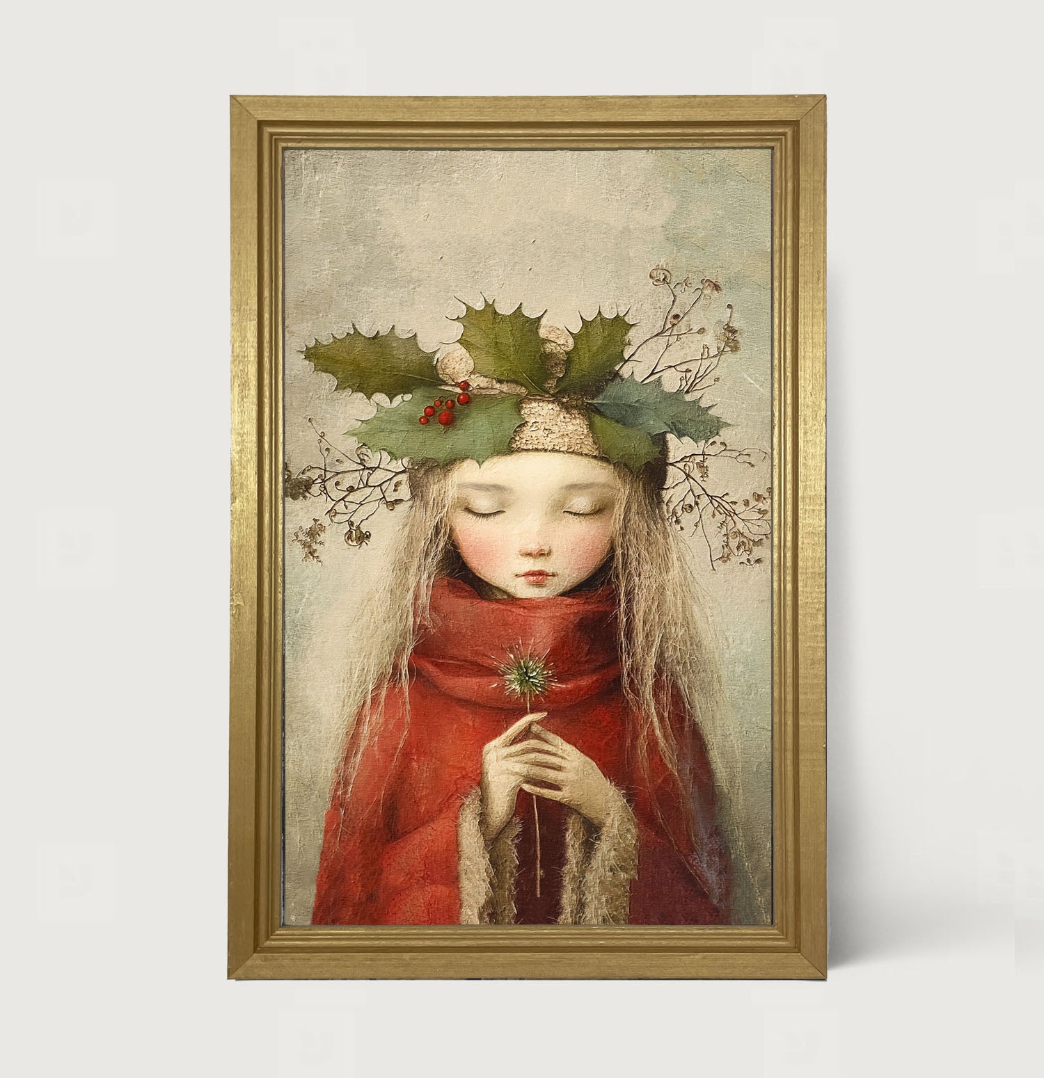 Rustic Christmas girl - Framed Art