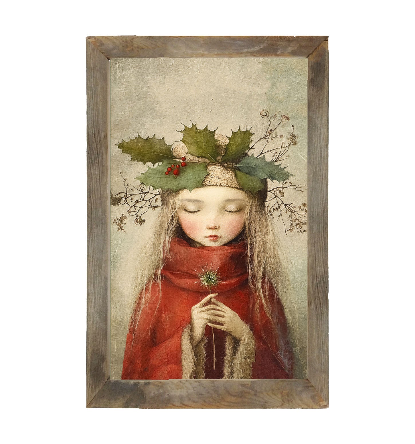 Rustic Christmas girl - Framed Art