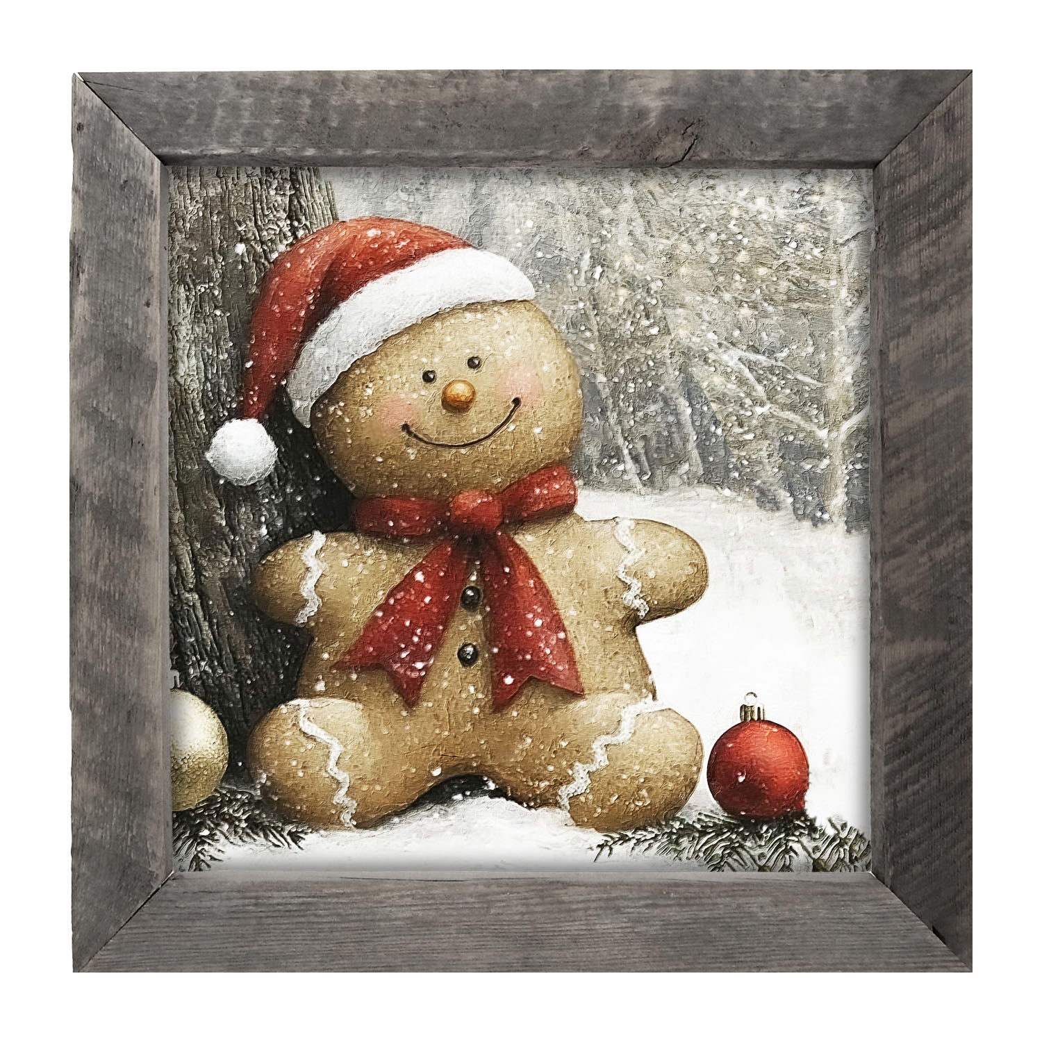 Snowy Gingerbread Man - Framed Art