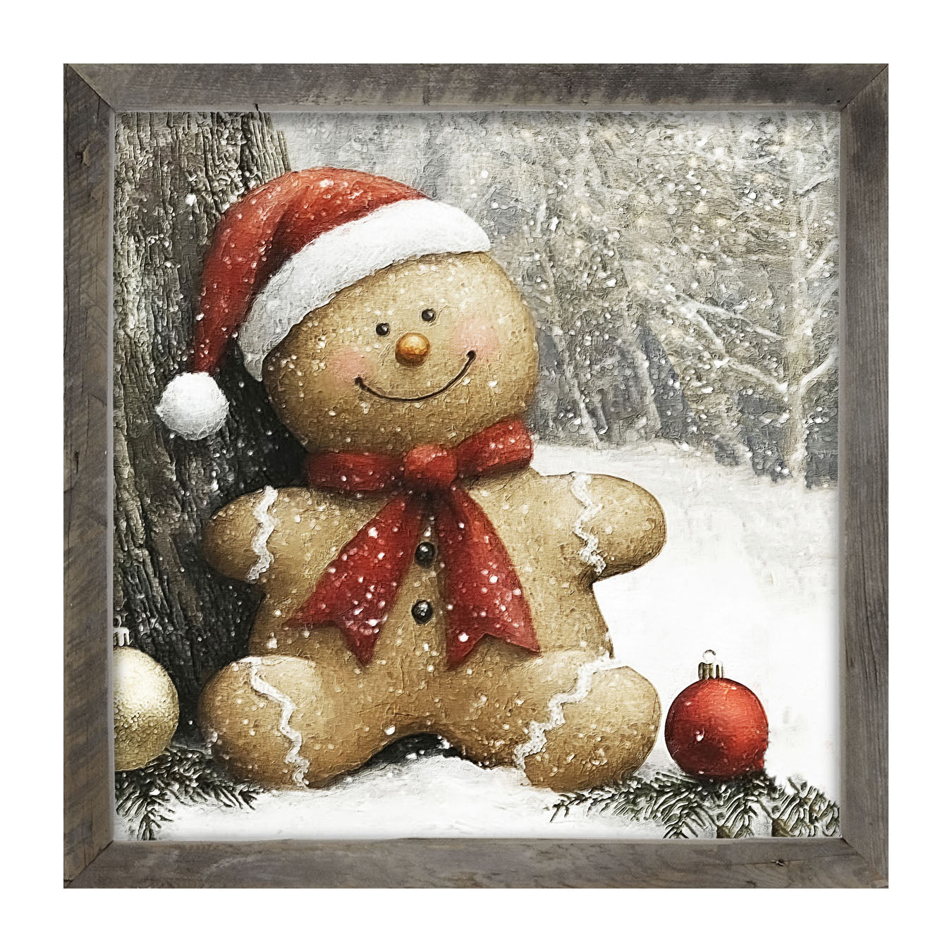 Snowy Gingerbread Man - Framed Art