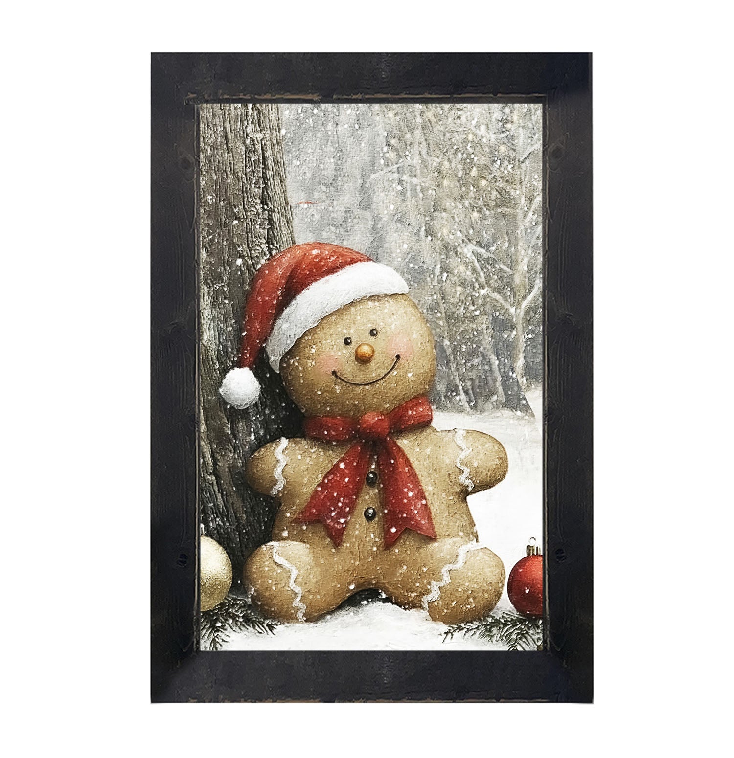 Snowy Gingerbread Man - Framed Art