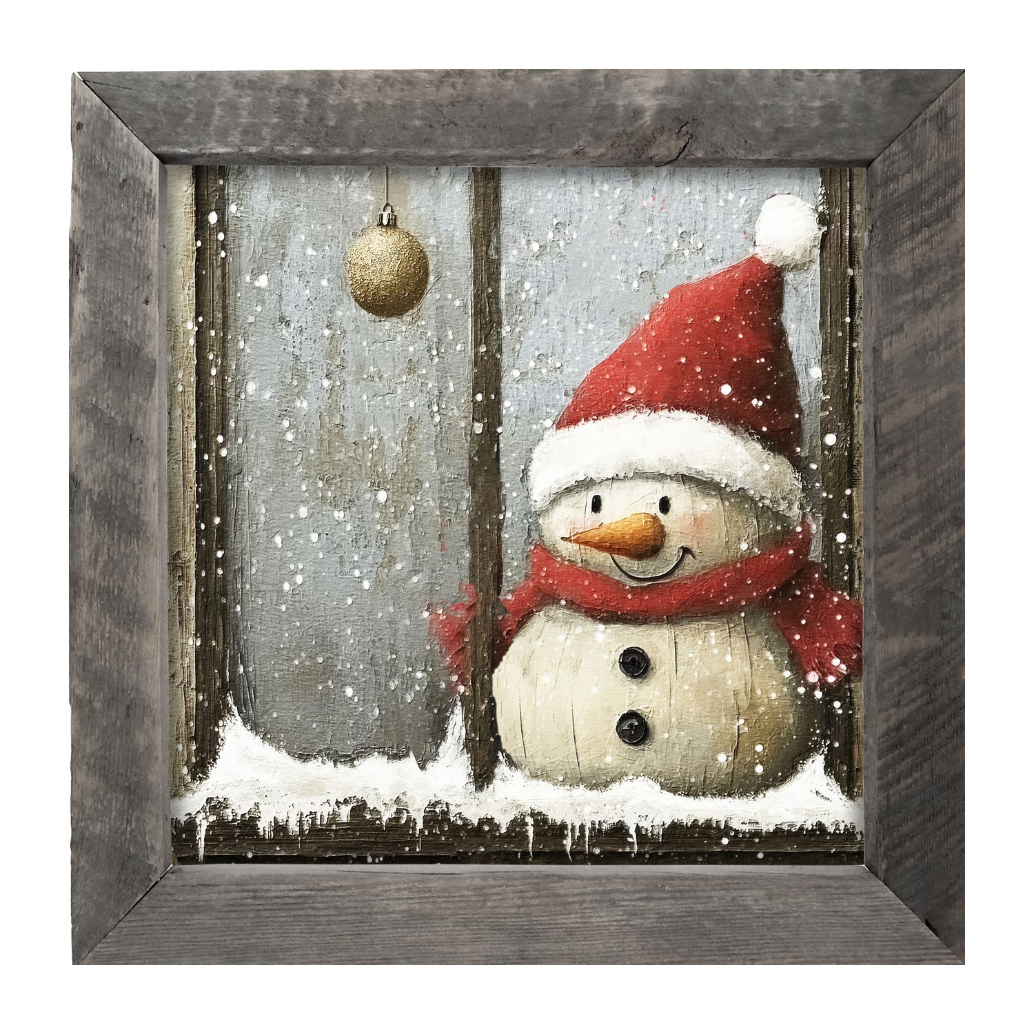 Snowman with Ornaments - Framed Art