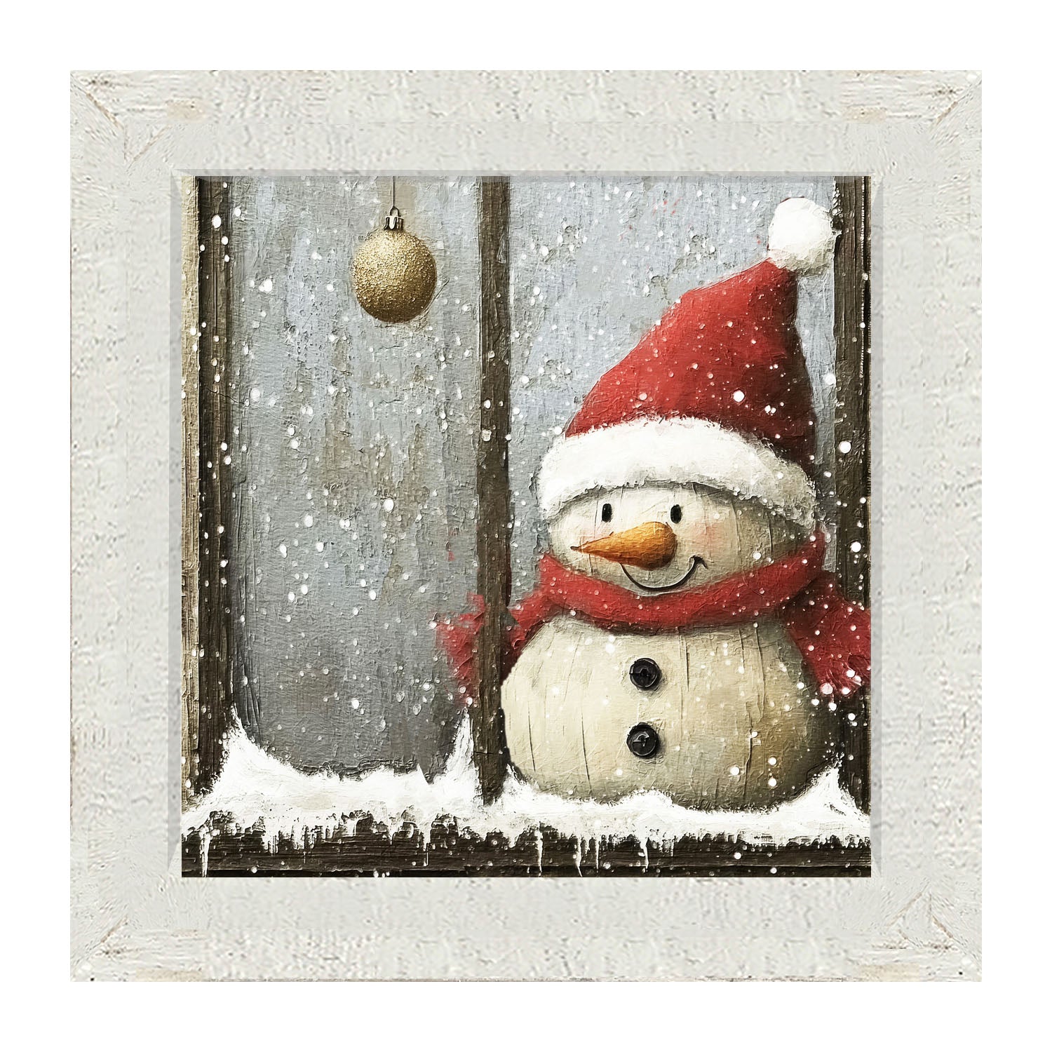 Snowman with Ornaments - Framed Art