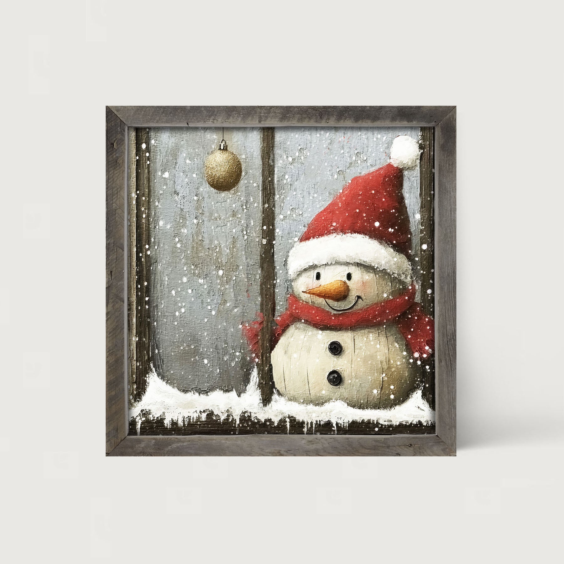 Snowman with Ornaments - Framed Art