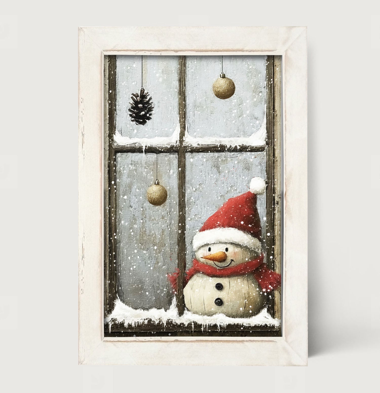 Snowman with Ornaments - Framed Art