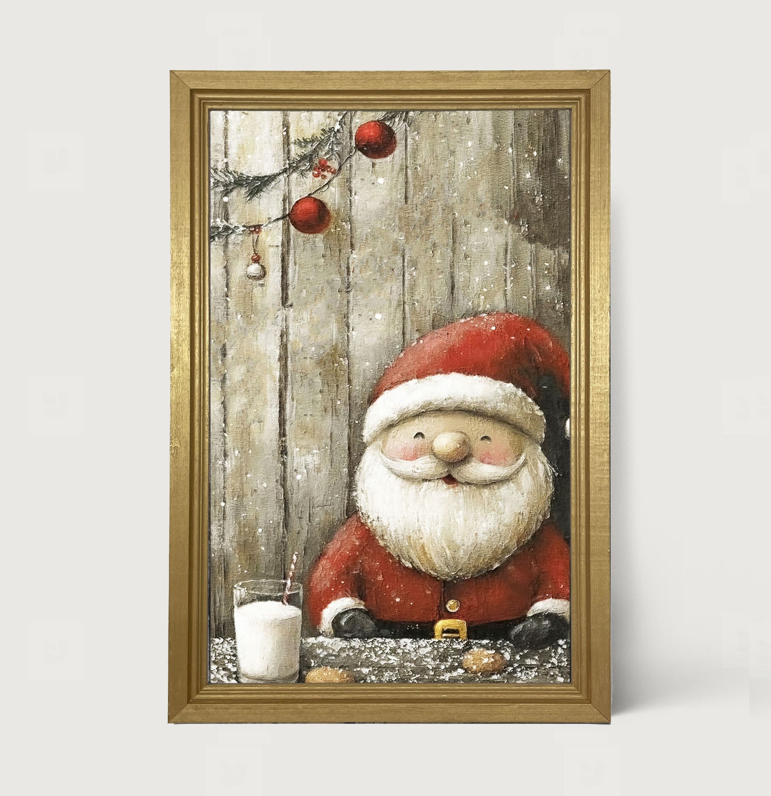 Santa enjoying Cookies and milk