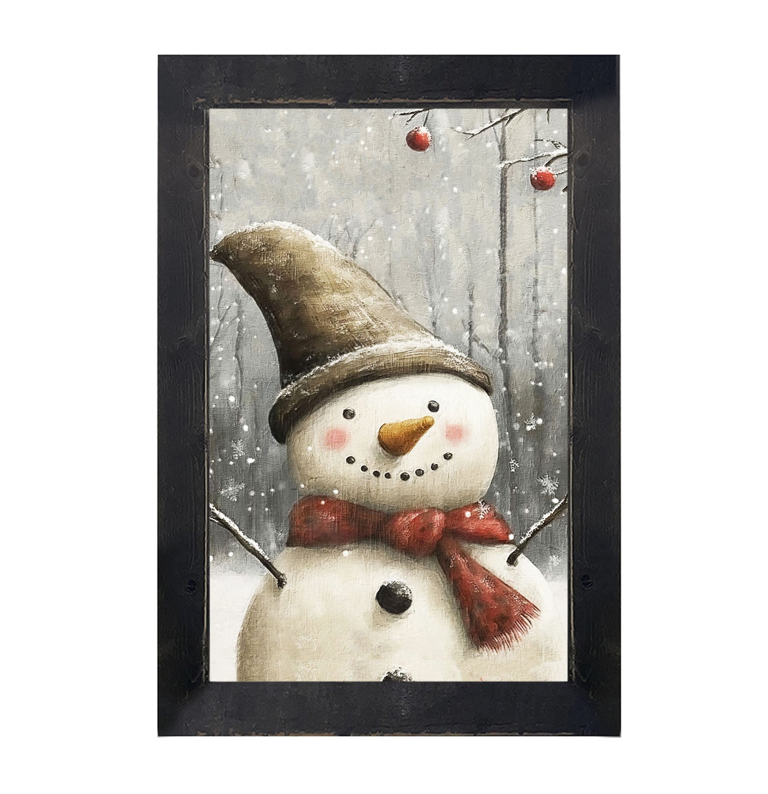 Happy Snowman with Ornaments - Framed Art