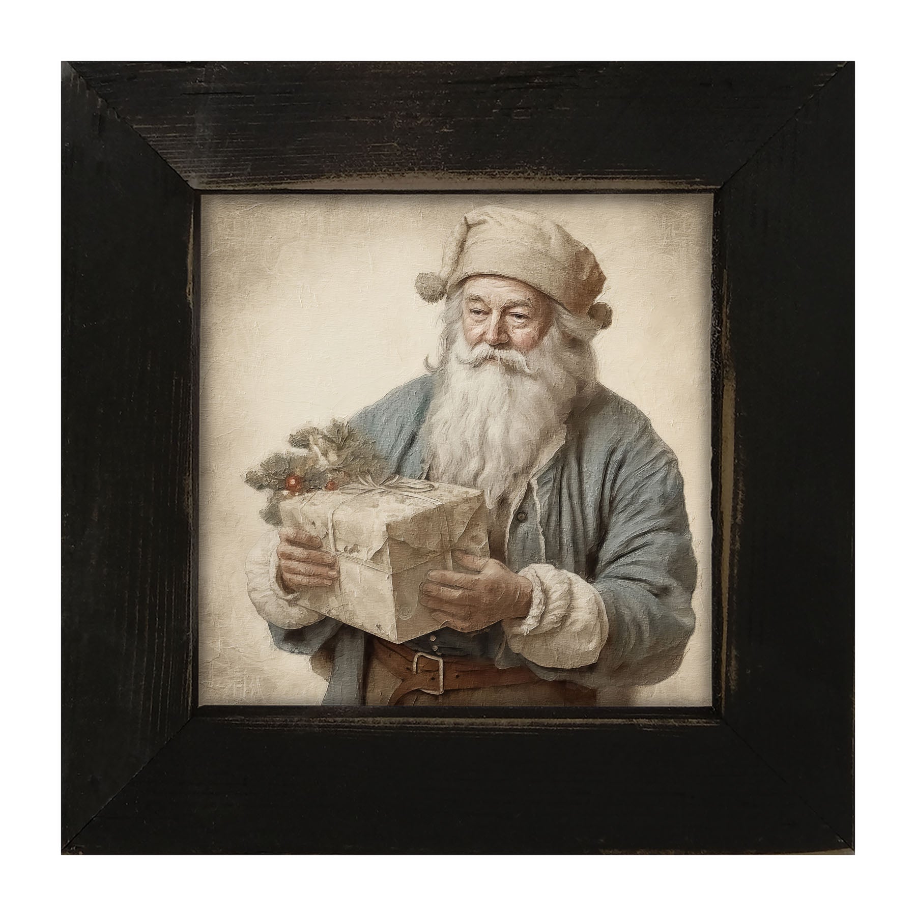 Santa handing out a present - Framed art