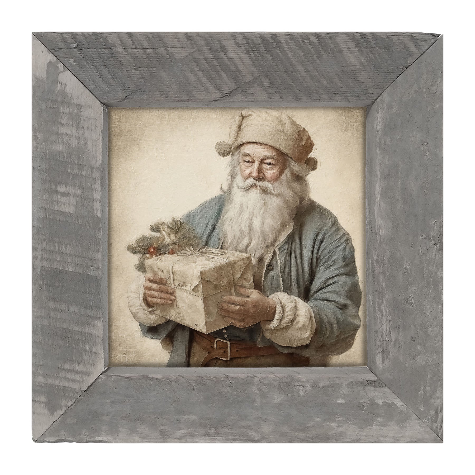 Santa handing out a present - Framed art