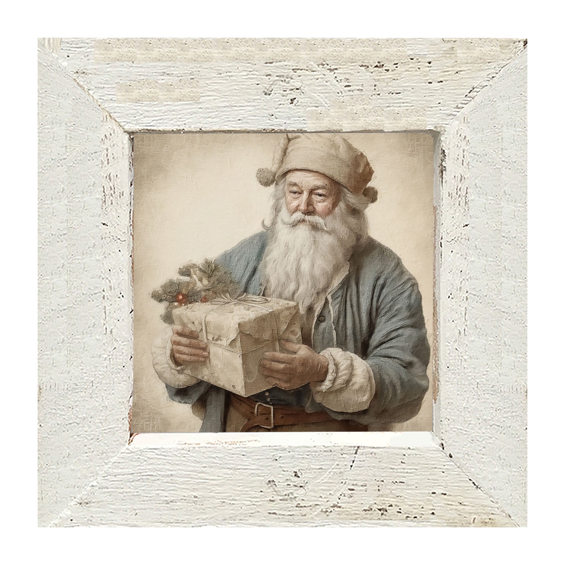 Santa handing out a present - Framed art