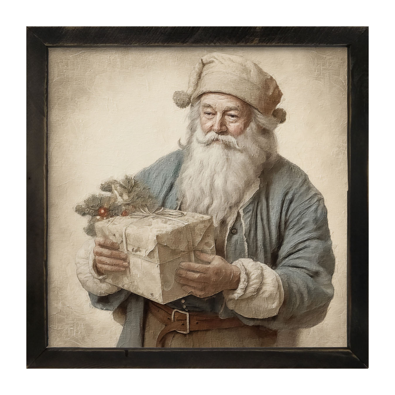 Santa handing out a present - Framed art