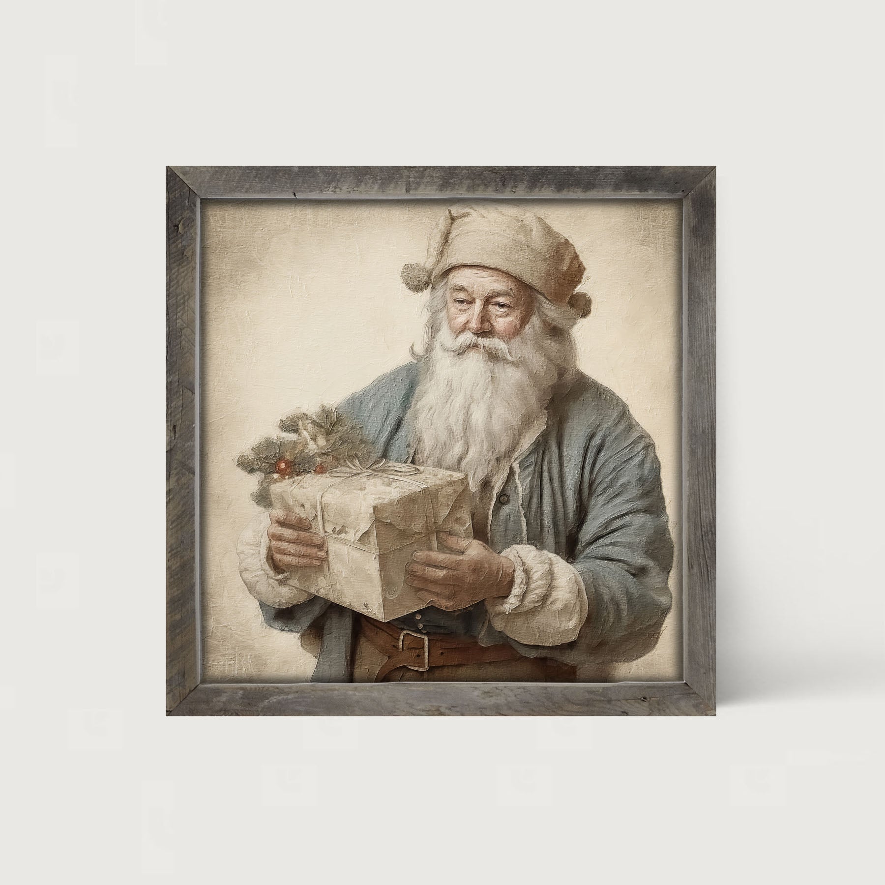 Santa handing out a present