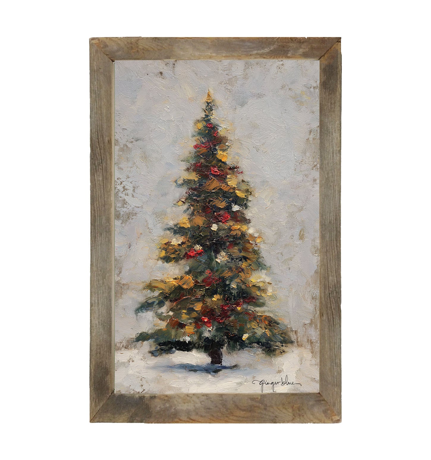 White Background Christmas Tree - Framed Art