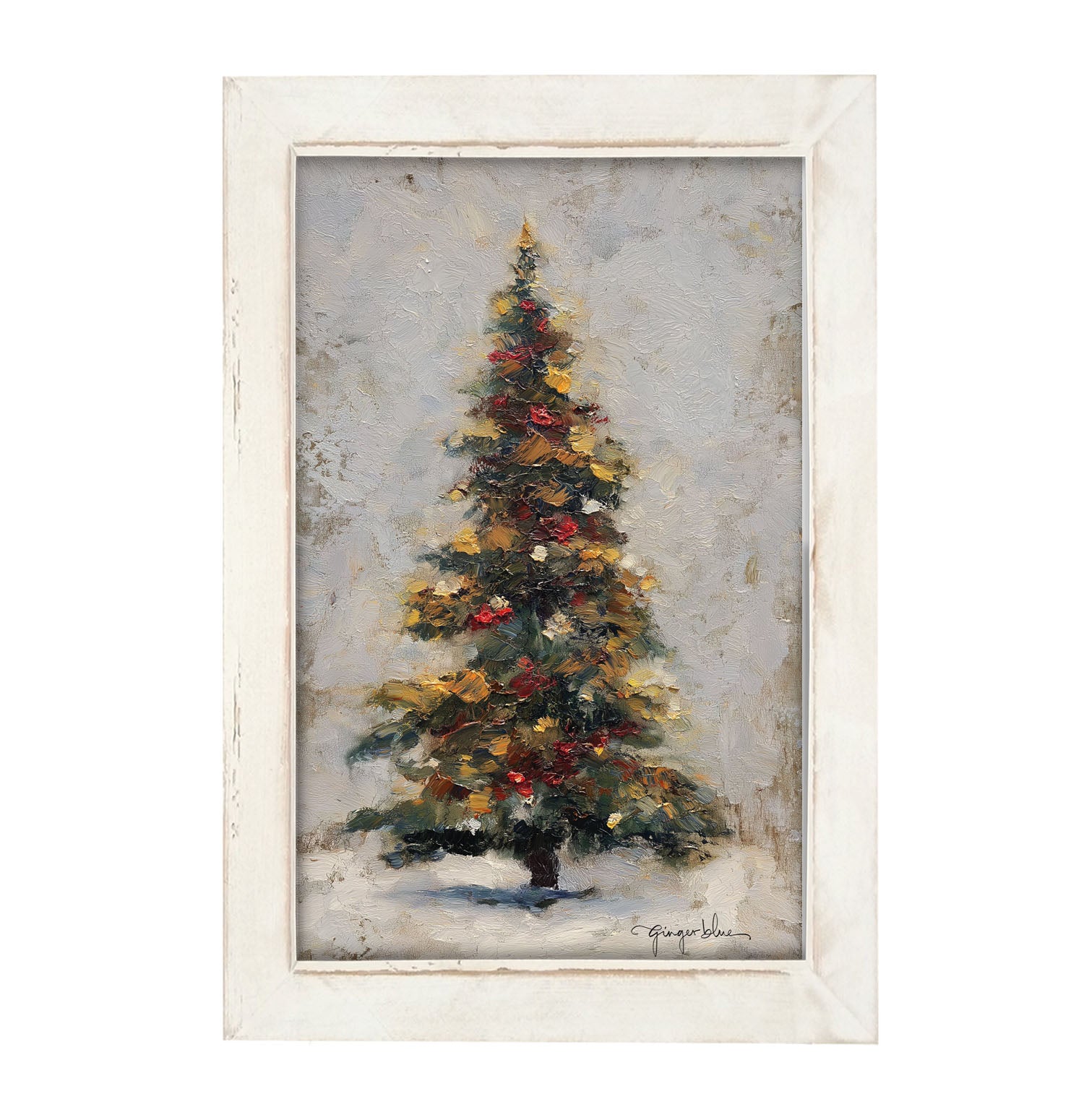 White Background Christmas Tree - Framed Art