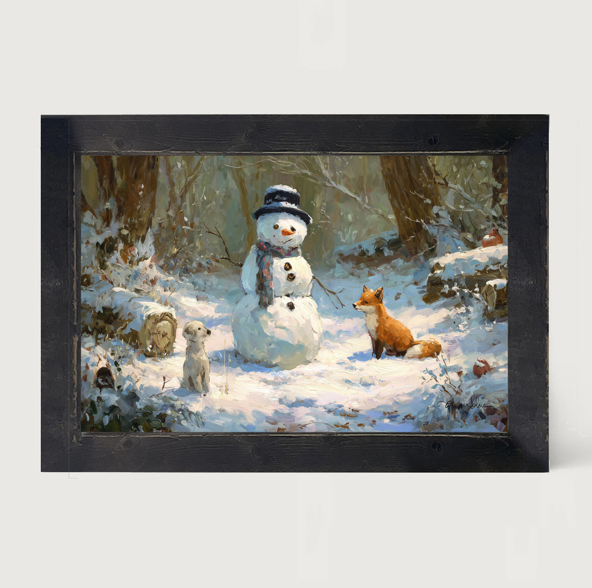 Snowman with Dog and Fox
