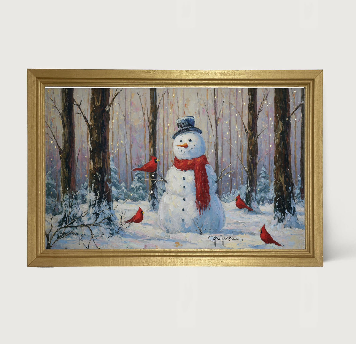 Snowman with Cardinals