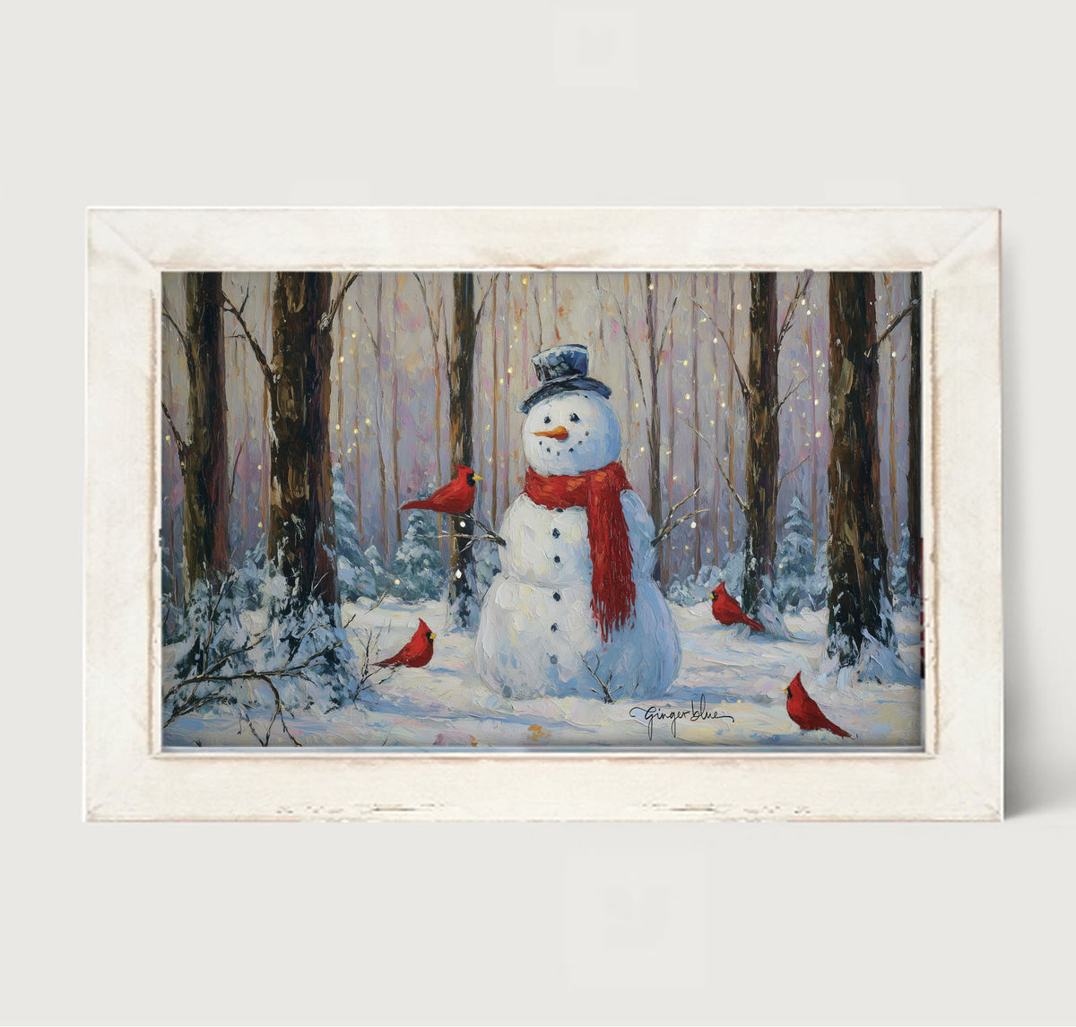 Snowman with Cardinals