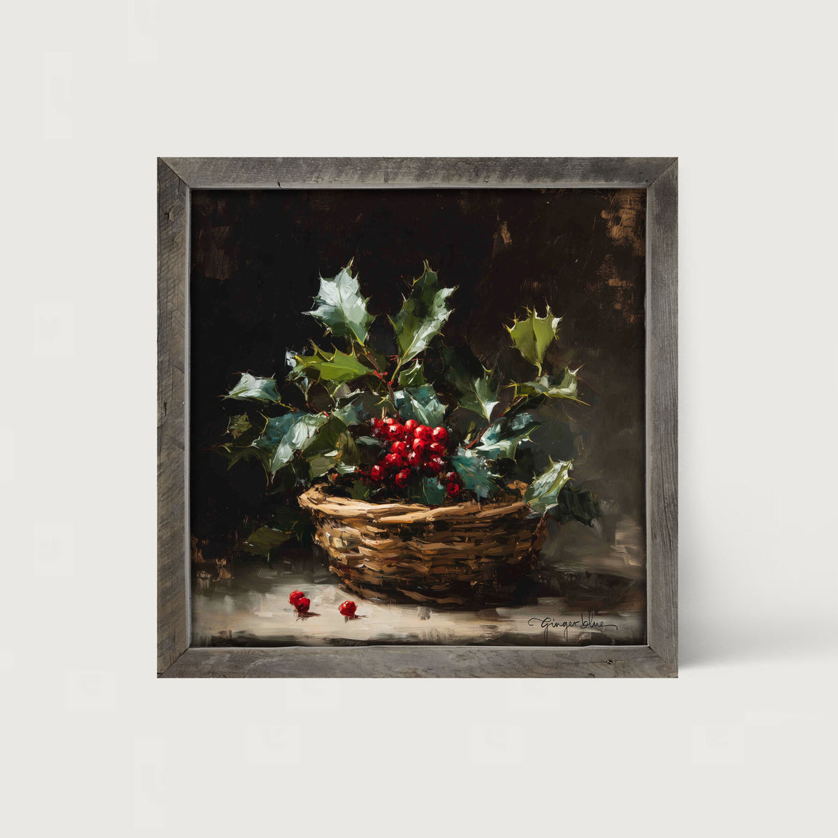 Holly in Woven Basket