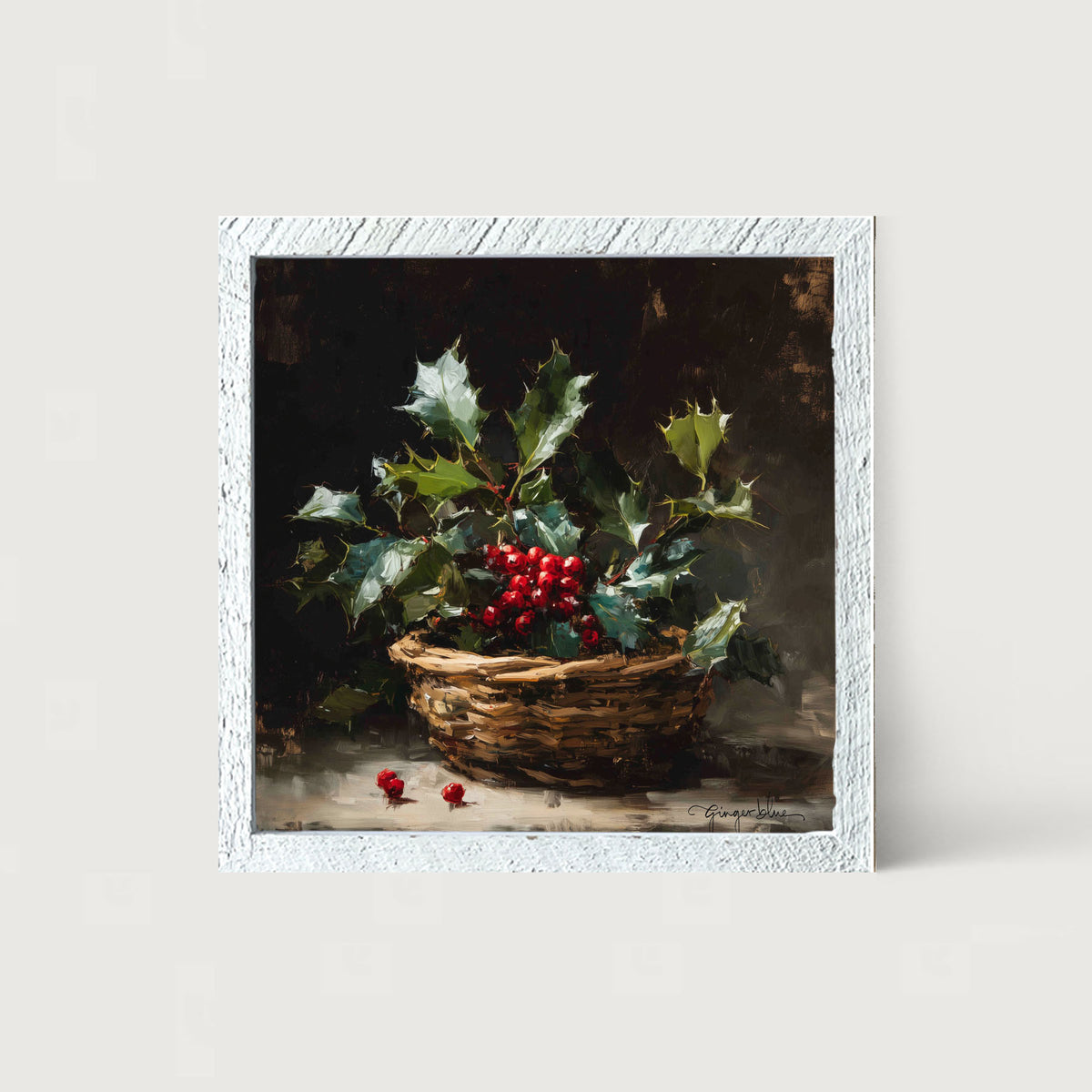 Holly in Woven Basket