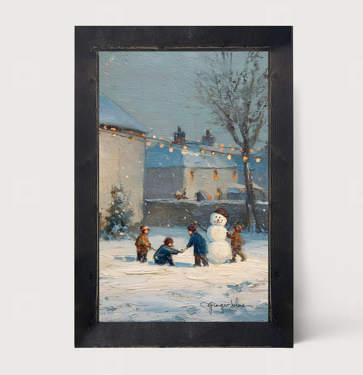 Children Making a Snowman at Home