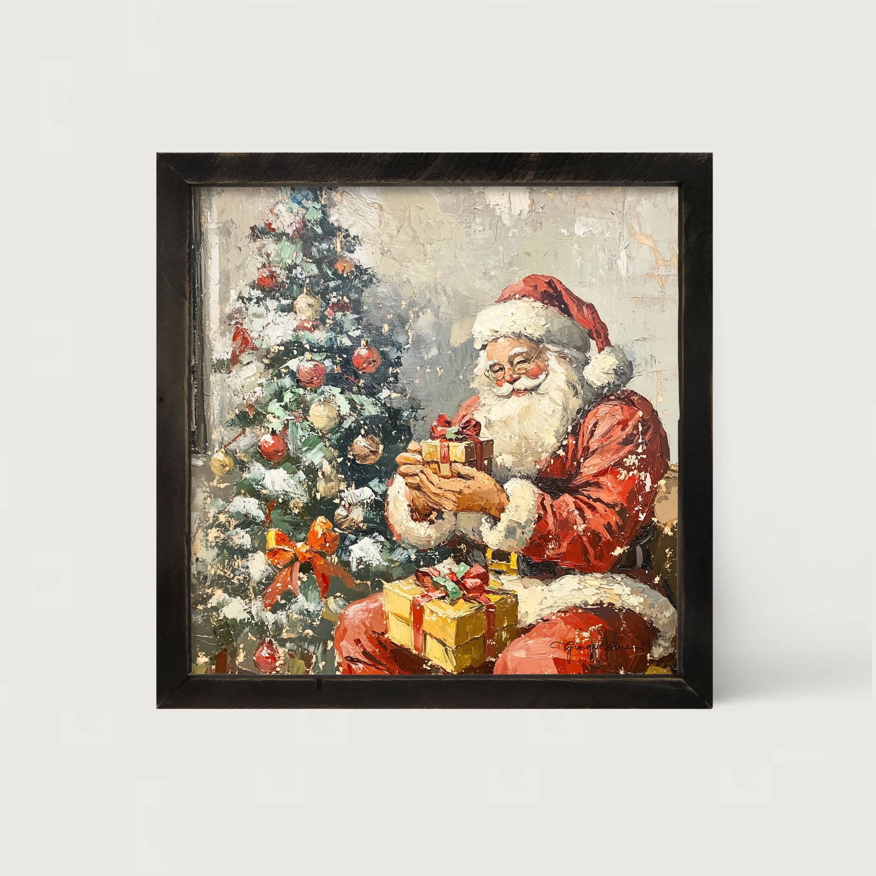 Santa Placing Presents under the Tree