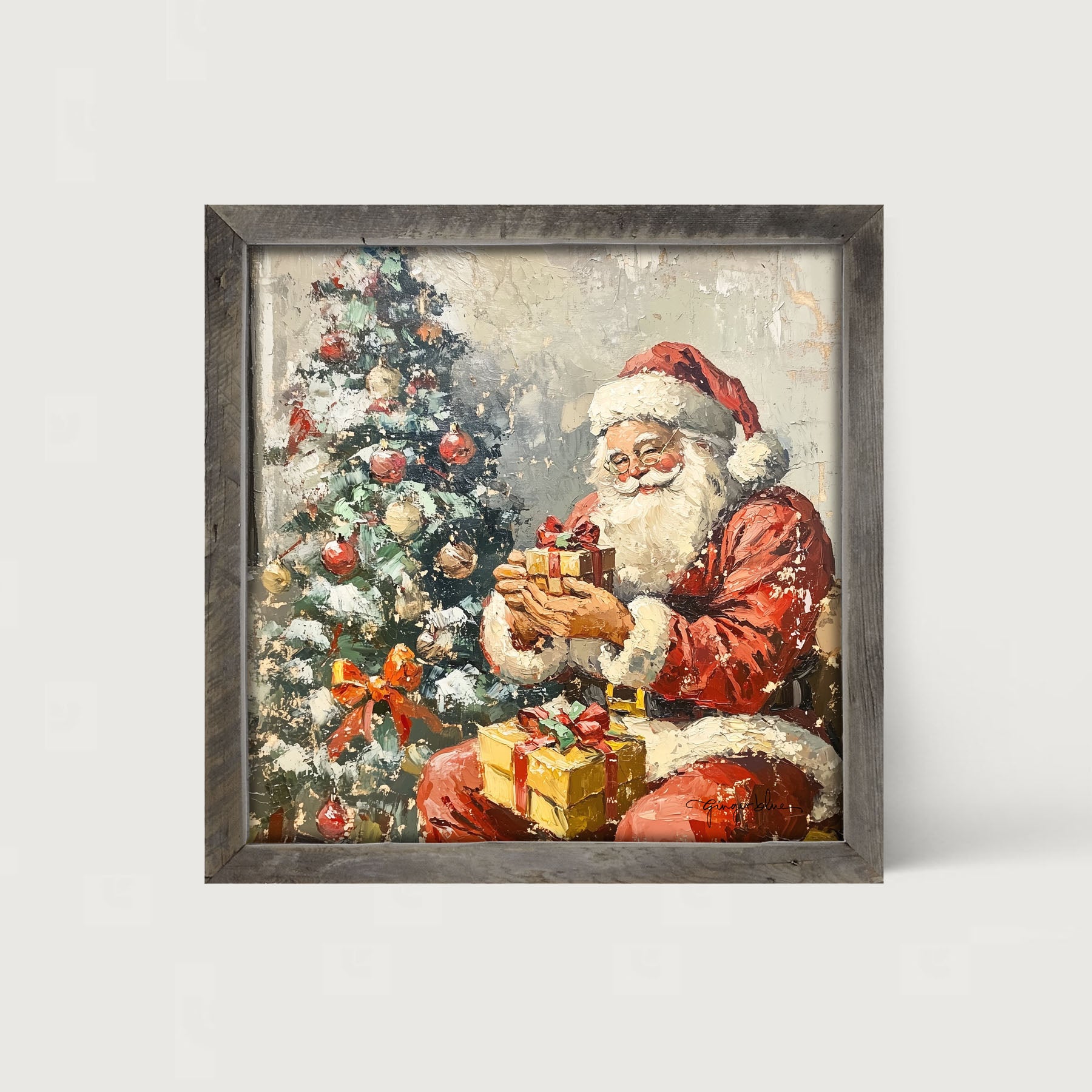 Santa Placing Presents under the Tree