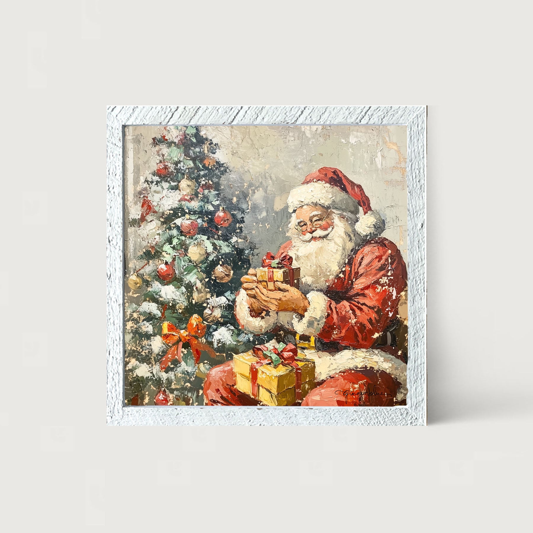 Santa Placing Presents under the Tree