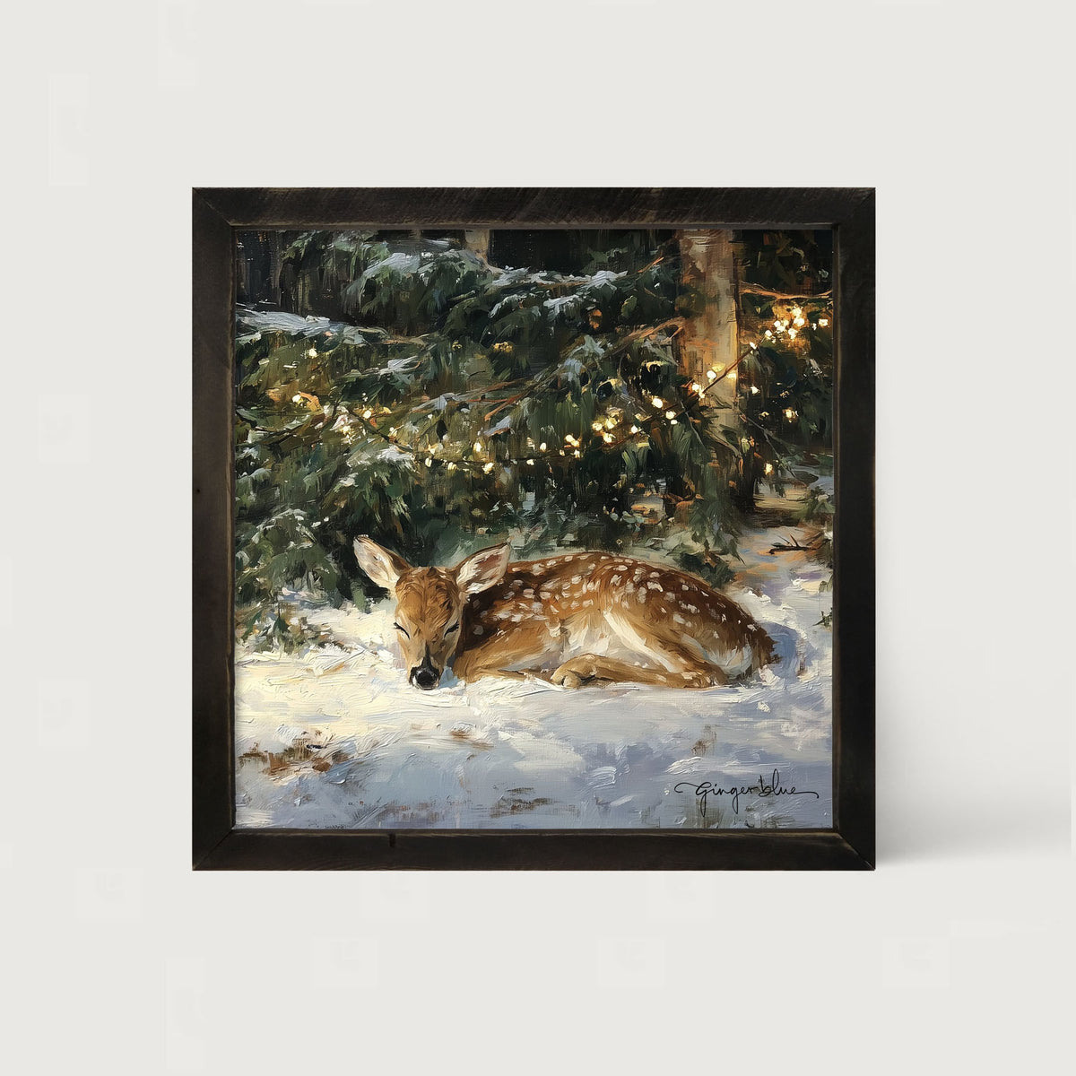 Deer Sleeping under Pine Tree
