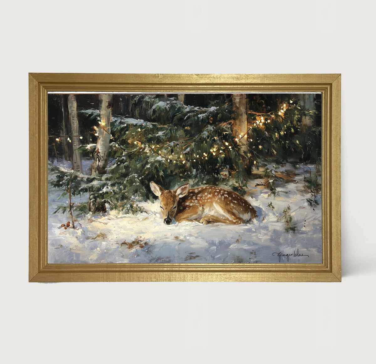 Deer Sleeping under Pine Tree