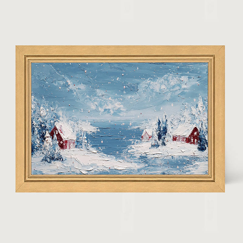Snowy Cabins - Framed Art