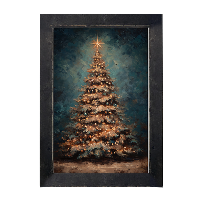 Christmas Tree at Night - Framed Art