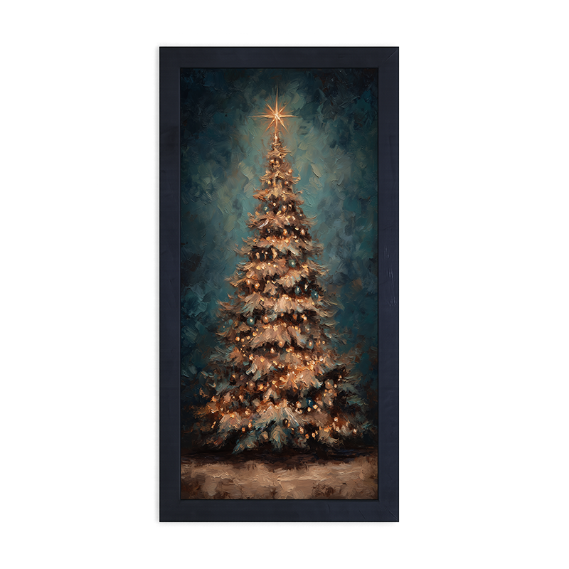 Christmas Tree at Night - Framed Art