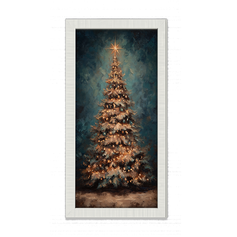 Christmas Tree at Night - Framed Art