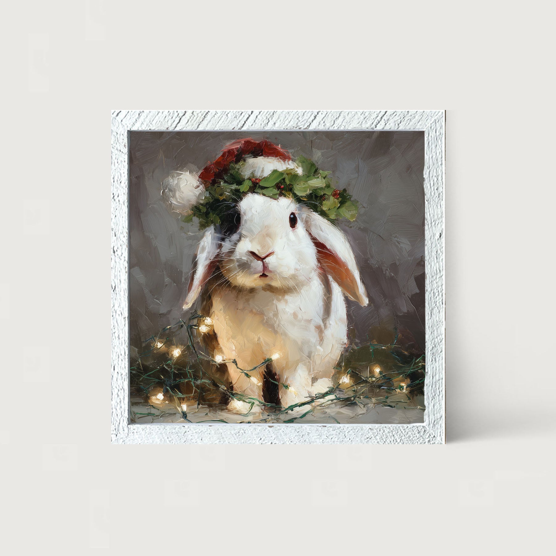 Christmas Lights with White Bunny