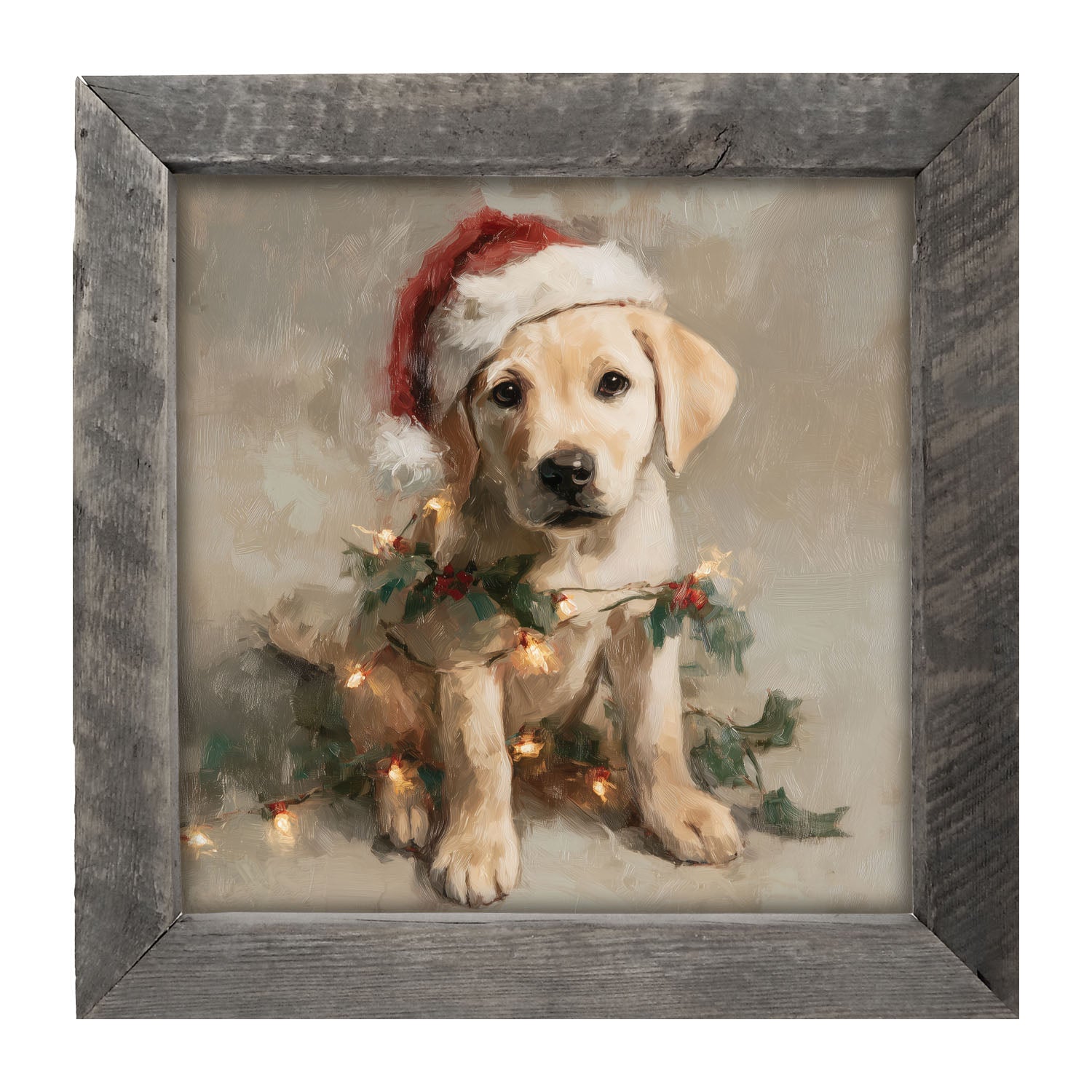Christmas Lights with Labrador - Framed art