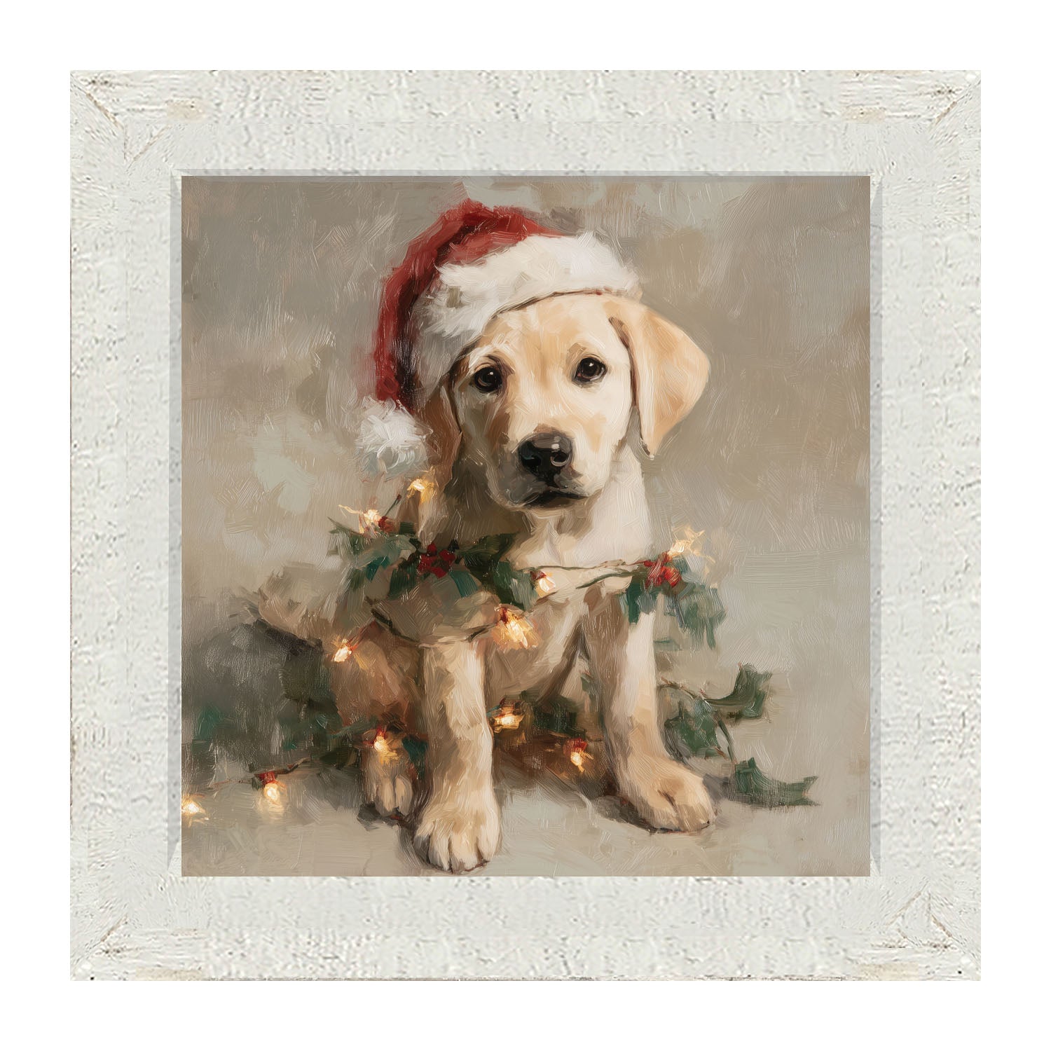 Christmas Lights with Labrador - Framed art