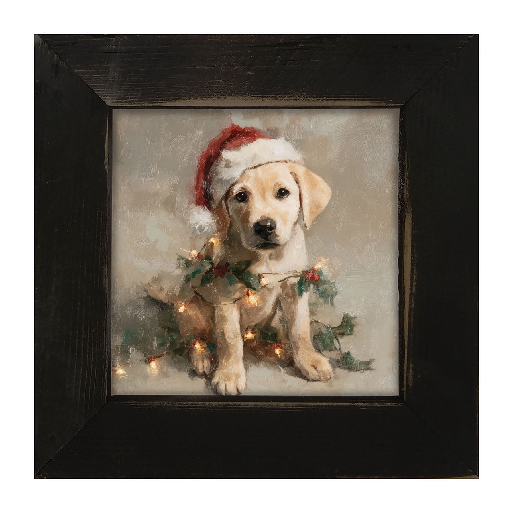 Christmas Lights with Labrador - Framed art