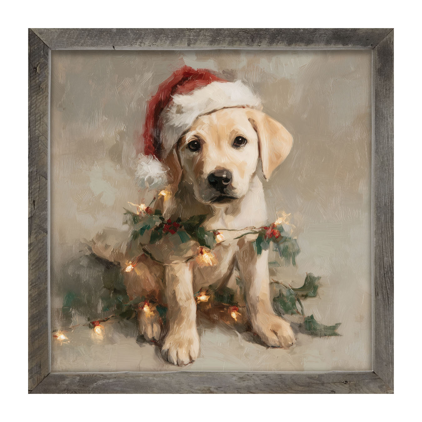 Christmas Lights with Labrador - Framed art
