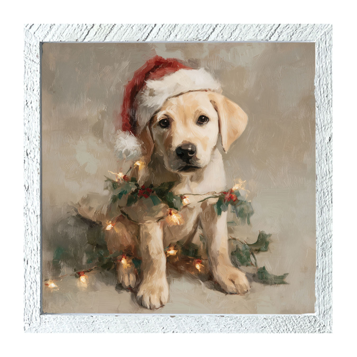 Christmas Lights with Labrador - Framed art