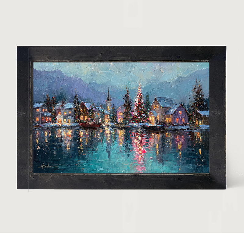 Lakeside Village Christmas - Framed Art