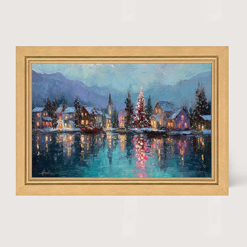 Lakeside Village Christmas - Framed Art