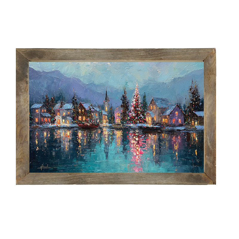 Lakeside Village Christmas - Framed Art
