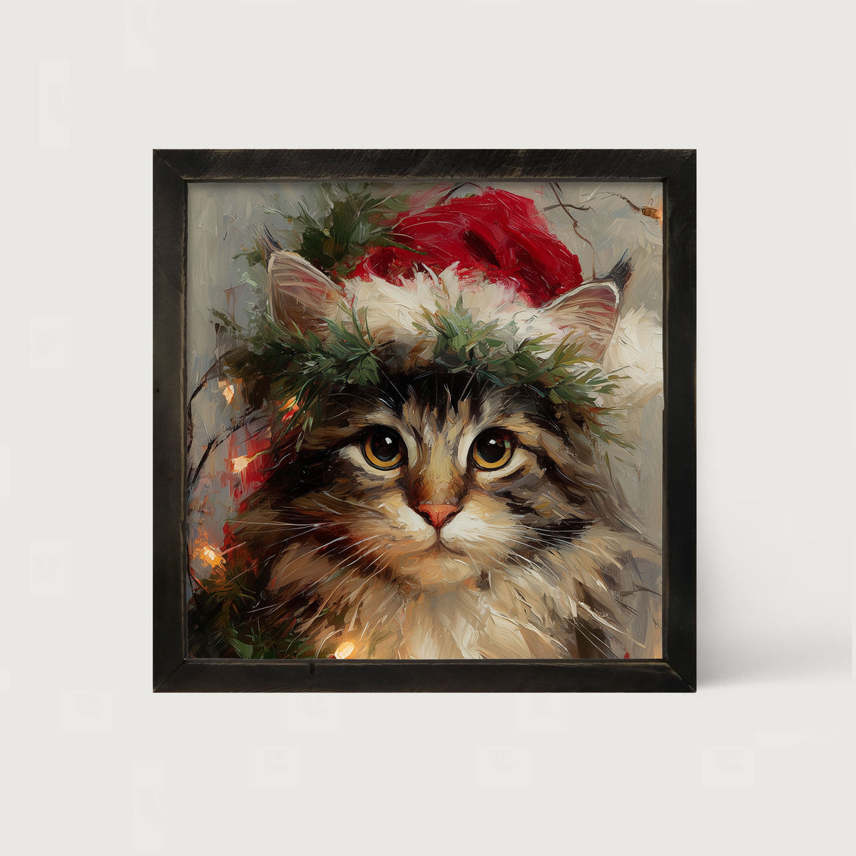 Christmas Lights with Furry Cat