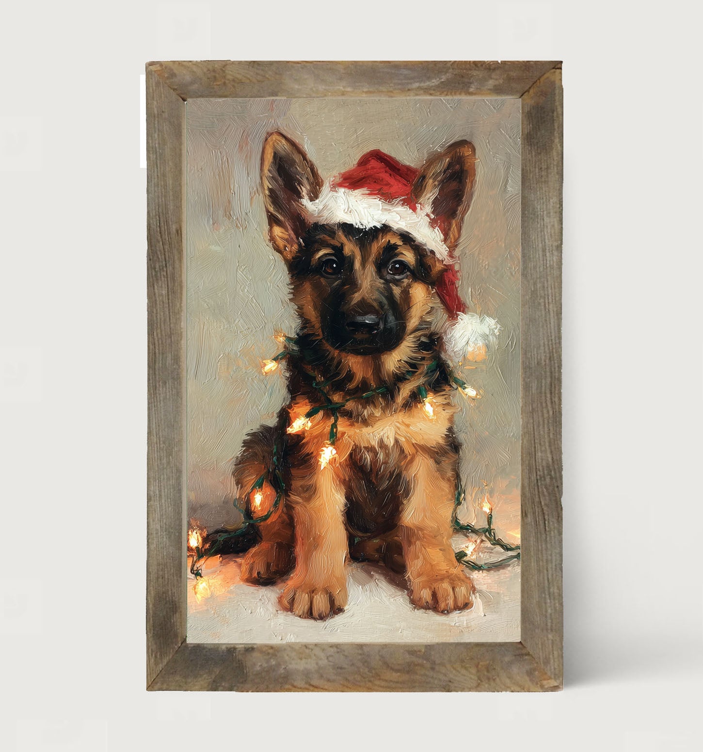 Christmas Lights with German Shepard - Framed art