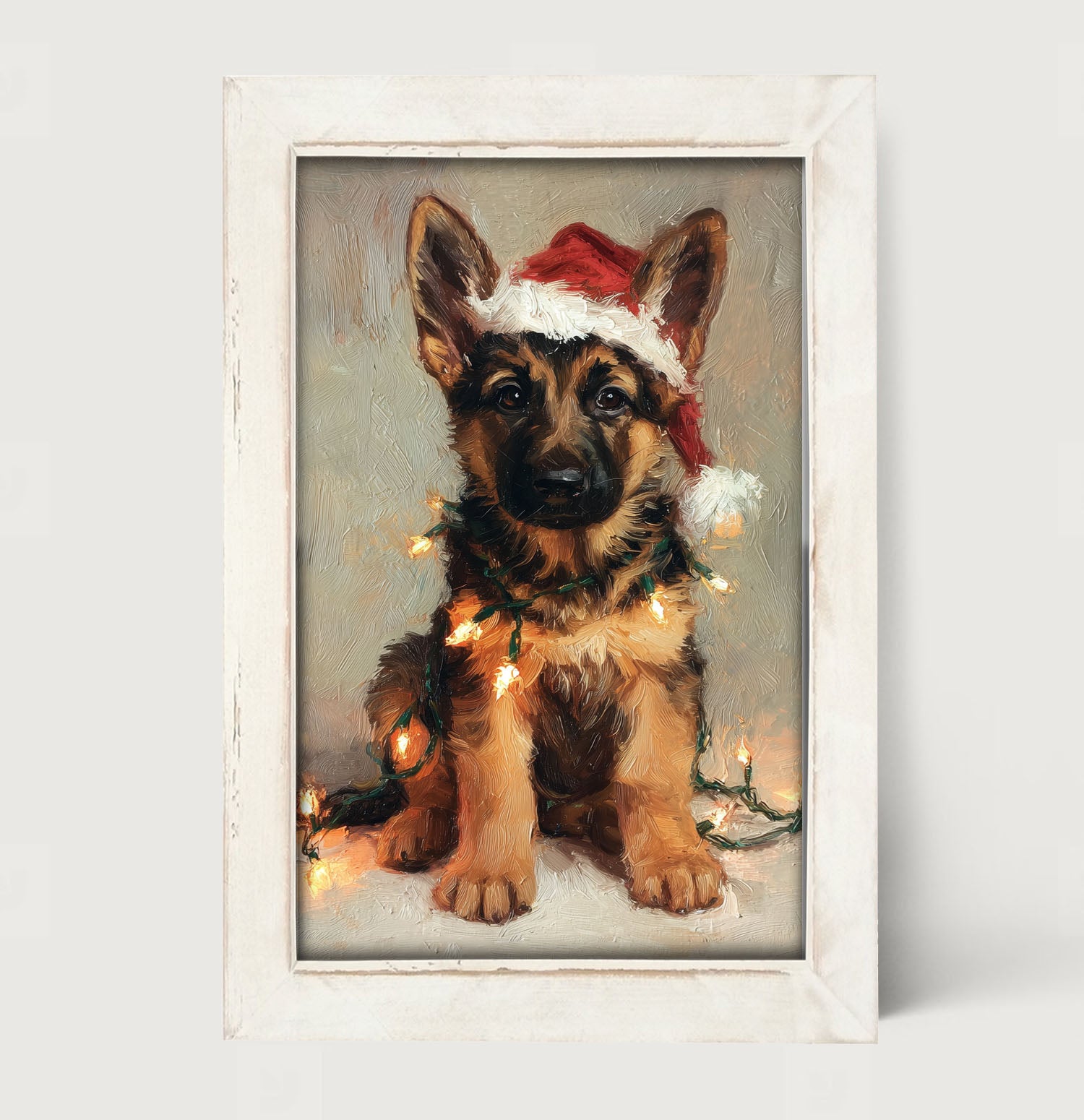 Christmas Lights with German Shepard